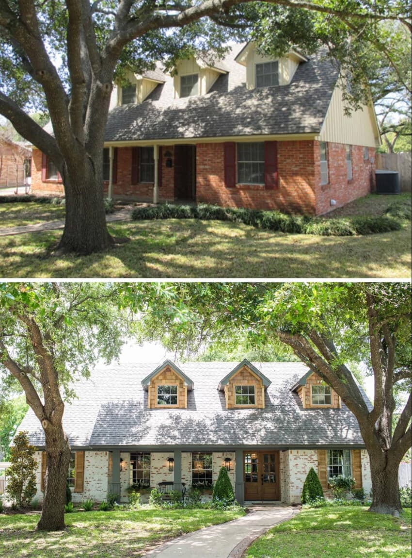 Ranch exterior before and after renovation