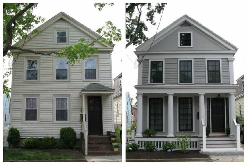 Colonial home before and after curb appeal restoration