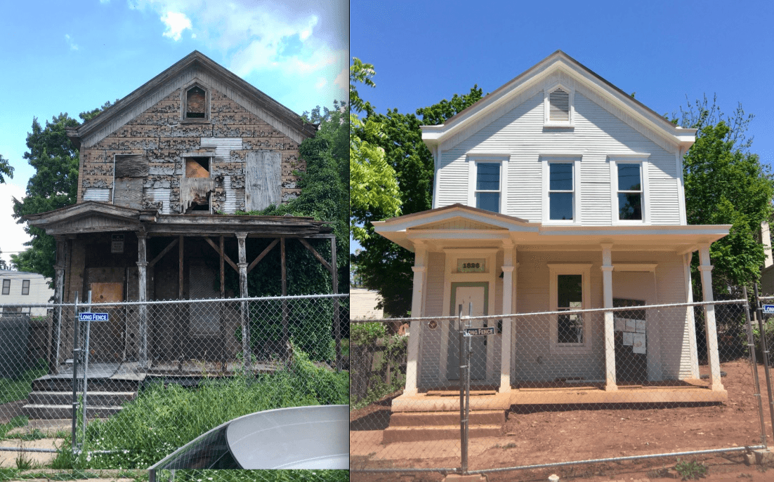 Condemned house before and after full restoration